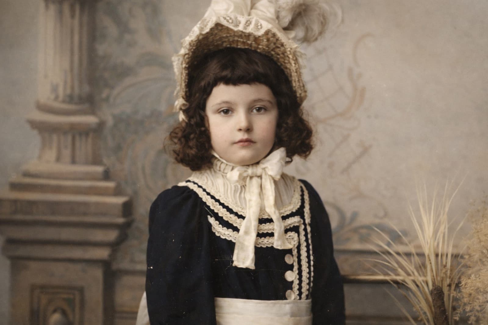 Scratched family photo — after restoration